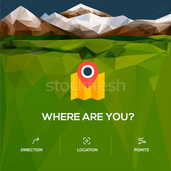 Flat design location icon with pin pointer Stock photo © ikopylov