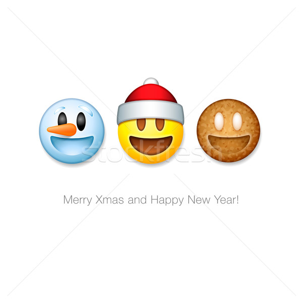 Holiday emoticon set icons, Christmas emoji symbol Stock photo © ikopylov