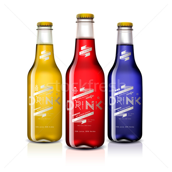 şişeler farklı içecekler yalıtılmış beyaz vektör Stok fotoğraf © ikopylov