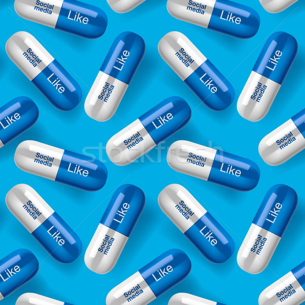 Közösségi média függőség végtelenített tabletták minta kék Stock fotó © ikopylov