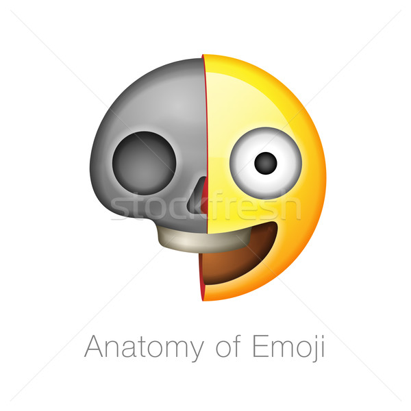 Scull smiley emoticon, emoji design, isolated on white Stock photo © ikopylov