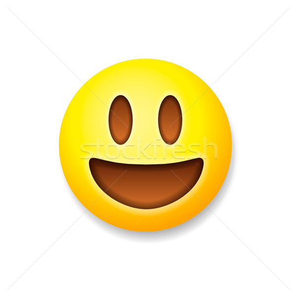 Emoticon râs zâmbet simbol izolat alb Imagine de stoc © ikopylov