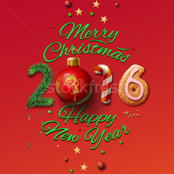 Stok fotoğraf: Happy · new · year · 2016 · tebrik · kartı · neşeli · Noel · 2015