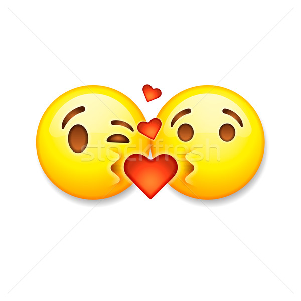 Kissing emoticons, Valentines day emoticon icons, Love emoji symbols, vector illustration. Stock photo © ikopylov
