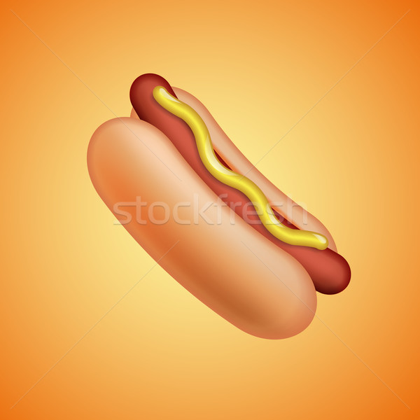 Stock fotó: Hot · dog · mustár · emotikon · szimbólum · étel · kenyér