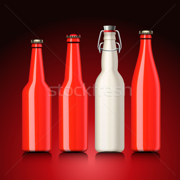 Beer bottle set with no label Stock photo © ikopylov