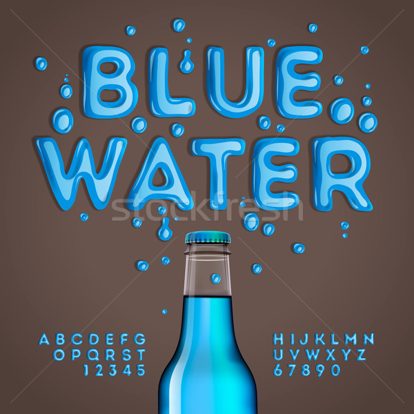 Stock foto: Blau · Wasser · Alphabet · Zahlen · Vektor · eps10