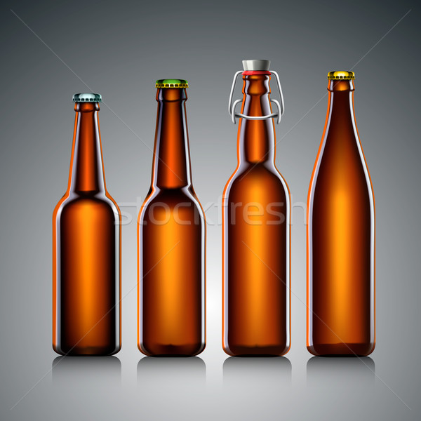 Beer bottle clear set with no label Stock photo © ikopylov