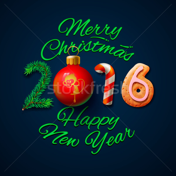Vrolijk christmas 2016 wenskaart gelukkig nieuwjaar ontwerp Stockfoto © ikopylov