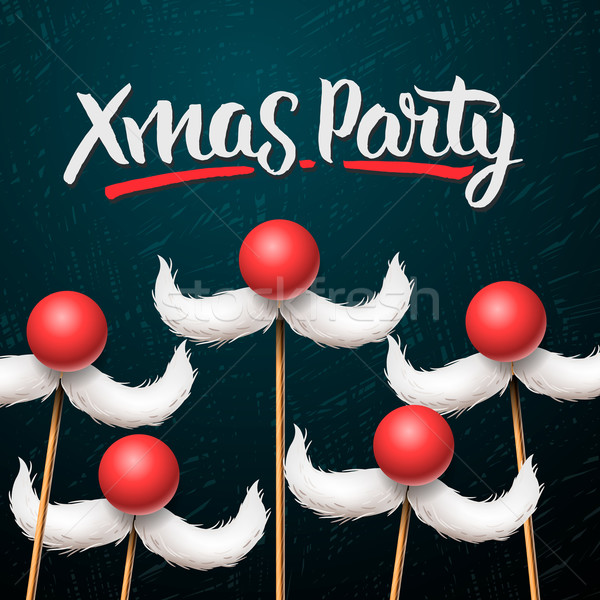 Christmas Party card, Santa Claus moustache Stock photo © ikopylov