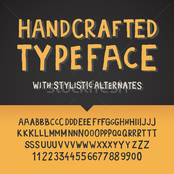 Stock photo: Handcrafted typeface, letters and numbers