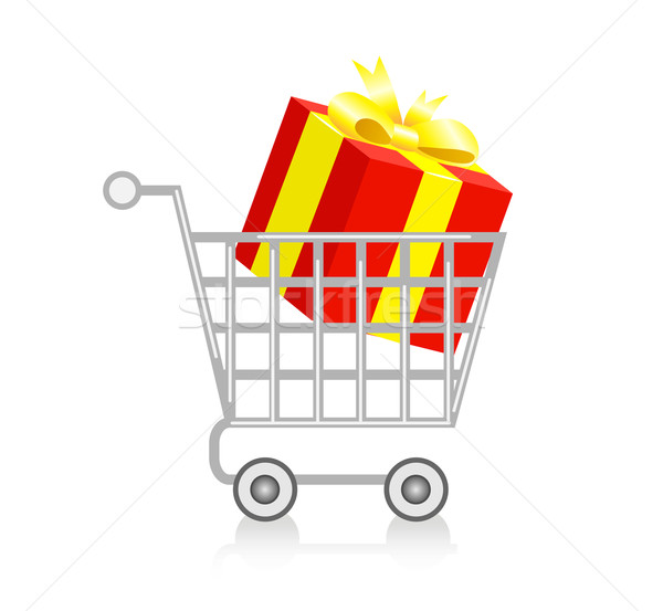 Shopping cart with gift box. Stock photo © iktash