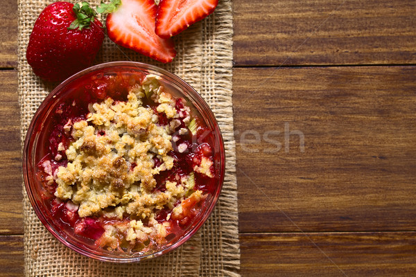 Fraise rhubarbe verre bol sombre [[stock_photo]] © ildi