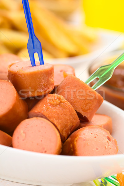 Cut Fried Sausages Stock photo © ildi