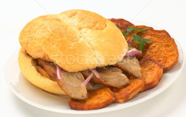 Stock photo: Peruvian Sandwich Called Pan con Chicharron