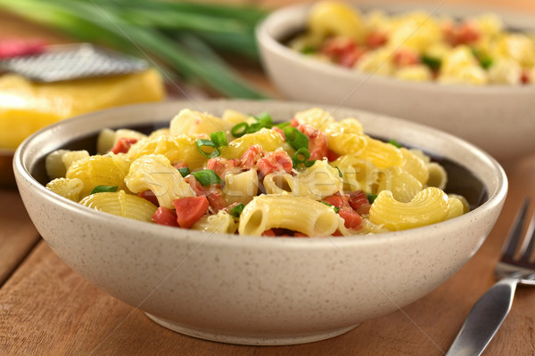 Elbow Pasta with Sausage, Cheese and Green Onion Stock photo © ildi