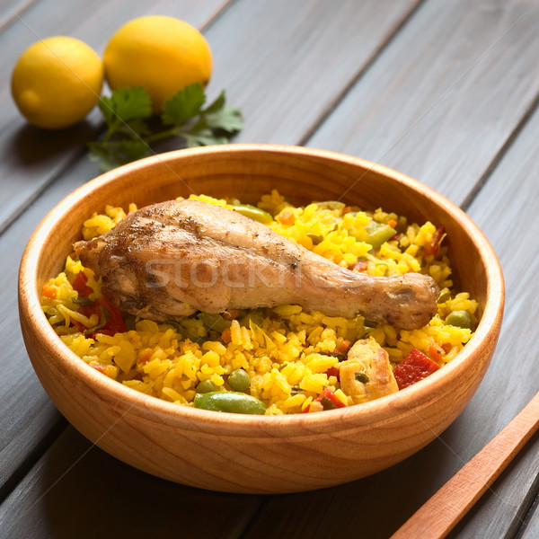 Foto stock: Espanhol · frango · tigela · tradicional · arroz