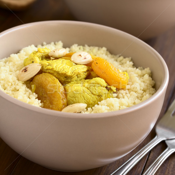 Chicken and Dried Apricot Stew on Couscous Stock photo © ildi