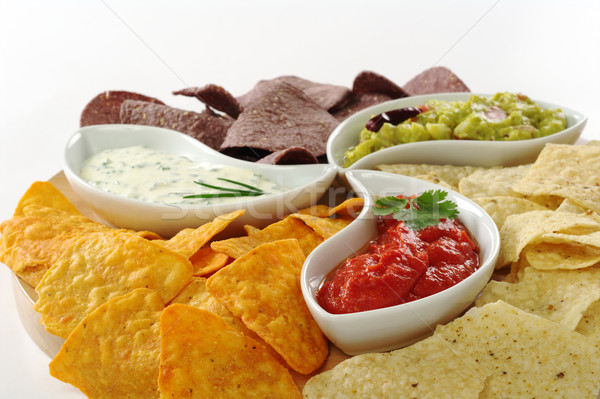 Dips with Tacos and Chips Stock photo © ildi