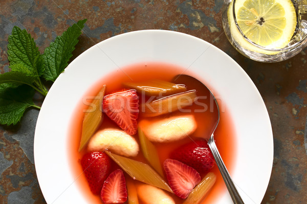 Fraise rhubarbe soupe chaud froid fruits [[stock_photo]] © ildi