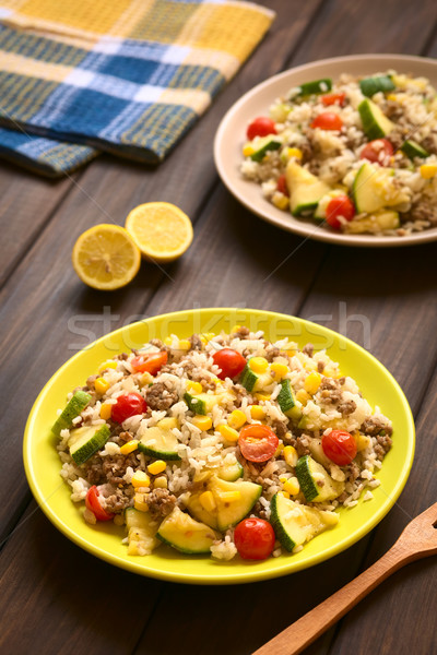 Rice Dish with Vegetables and Mincemeat Stock photo © ildi