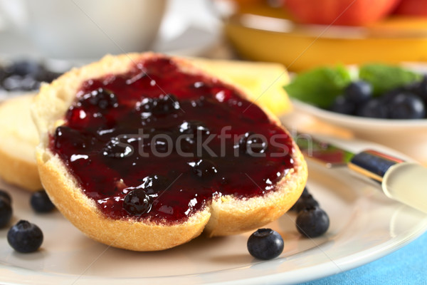 Blueberry Jam on Half a Bun Stock photo © ildi