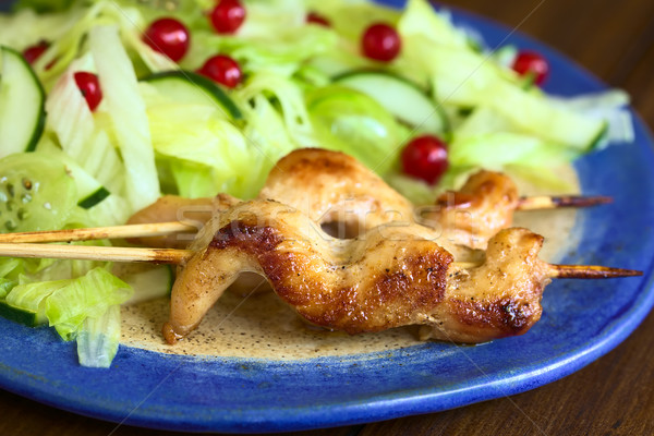 Huhn Spieß Salat gebacken Hühnerbrust Streifen Stock foto © ildi