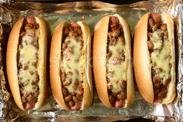 Baked Chili Hot Dog Stock photo © ildi