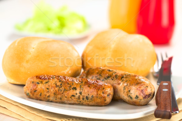 Fried Bratwurst with Bun  Stock photo © ildi