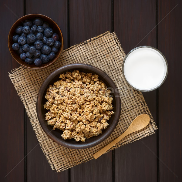 Breakfast Cereal with Blueberries and Milk Stock photo © ildi