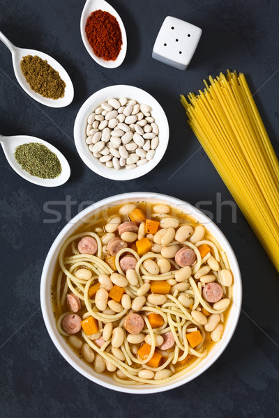 Chilean Porotos Con Riendas, Beans with Spaghetti Stock photo © ildi
