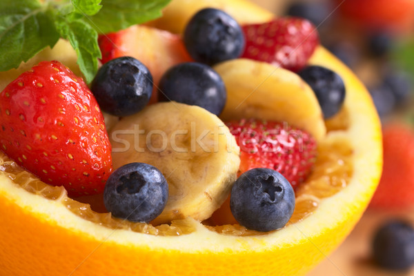 Vruchtensalade oranje kom vers fruit salade banaan Stockfoto © ildi