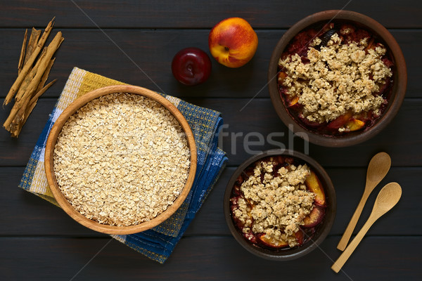 Raw Rolled Oats with Plum and Nectarine Crumble Stock photo © ildi