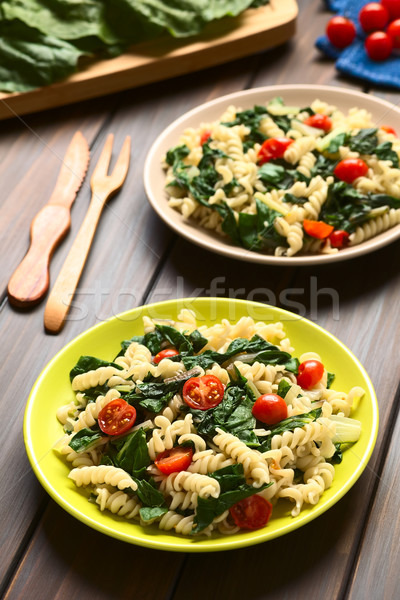 Fusilli Pasta with Chard and Tomato Stock photo © ildi