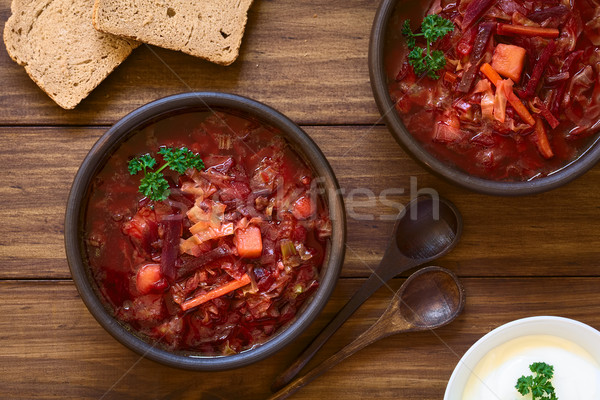 Foto stock: Vegetariano · sopa · origem · raiz · de · beterraba · cenoura · repolho