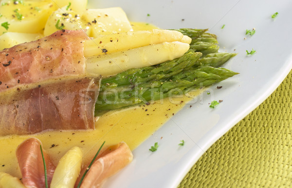 Asparagus with Ham and Hollandaise Sauce Stock photo © ildi
