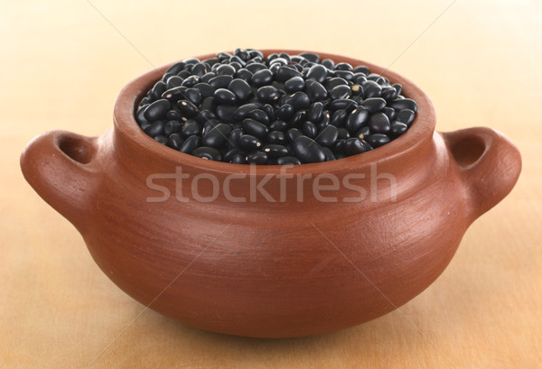 Raw Black Beans in Rustic Bowl Stock photo © ildi