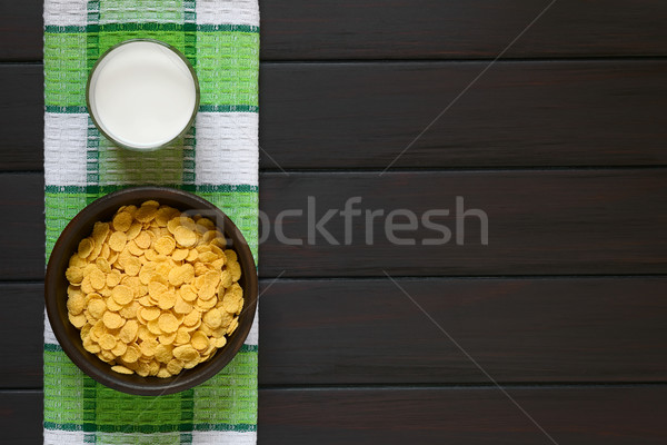 Kahvaltı gevreği süt rustik çanak Stok fotoğraf © ildi