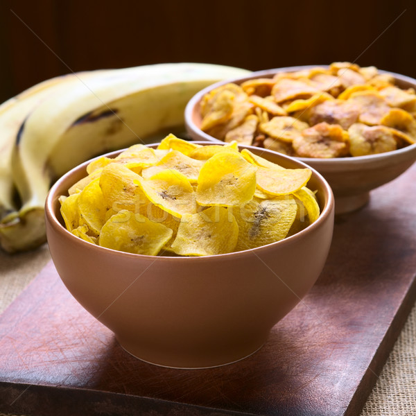 Tuzlu tatlı cips çanaklar geri Stok fotoğraf © ildi