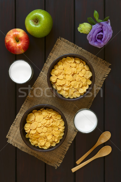 Stock photo: Corn Flakes Breakfast Cereal and Milk