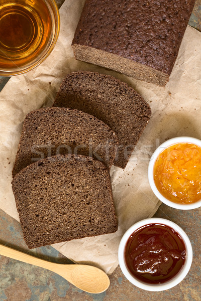 Ciemne żyto chleba plastry truskawki pomarańczowy Zdjęcia stock © ildi