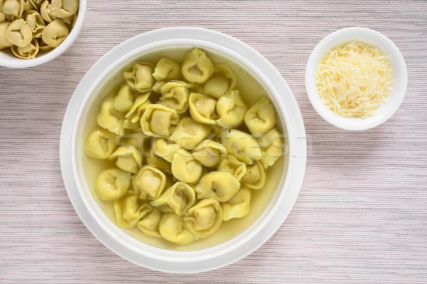 Foto stock: Italiano · tortellini · sopa · tradicional · caldo · la · luz · natural