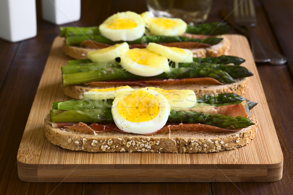 Baked Ham Asparagus Egg and Cheese Sandwich Stock photo © ildi