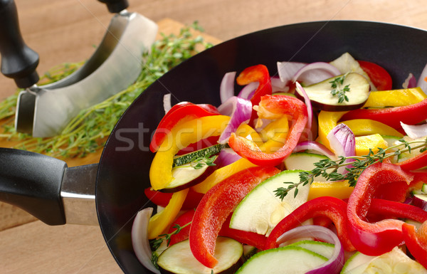 Zutaten Zucchini Paprika Zwiebel Auberginen Stock foto © ildi
