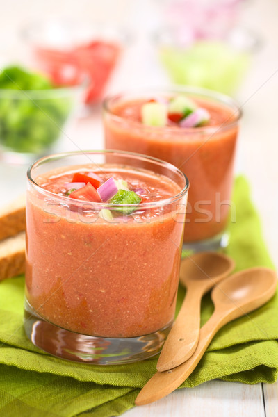 Spanish Cold Vegetable Soup Called Gazpacho Stock photo © ildi