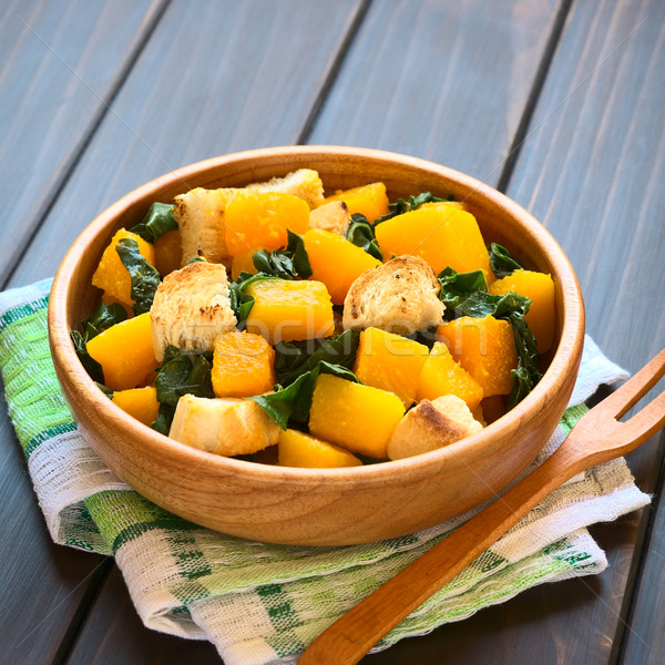 Pumpkin and Chard Salad with Croutons Stock photo © ildi