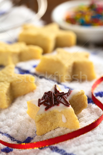 Sterne Cookie Schokolade Zucker Vereisung Stock foto © ildi