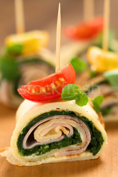 Crepe Rolls with Ham and Spinach Stock photo © ildi