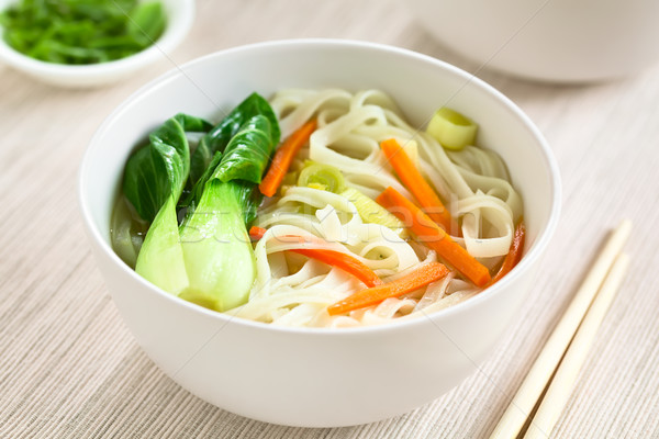 Asian Rice Noodle Soup with Vegetables Stock photo © ildi