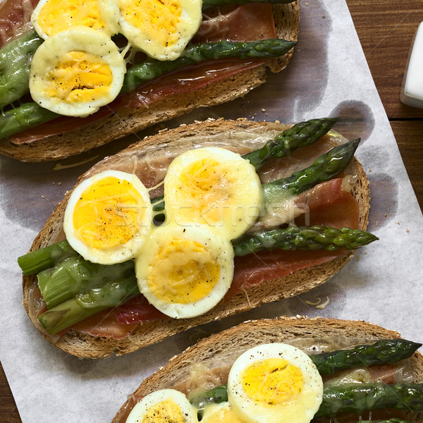 Baked Ham Asparagus Egg and Cheese Sandwich Stock photo © ildi